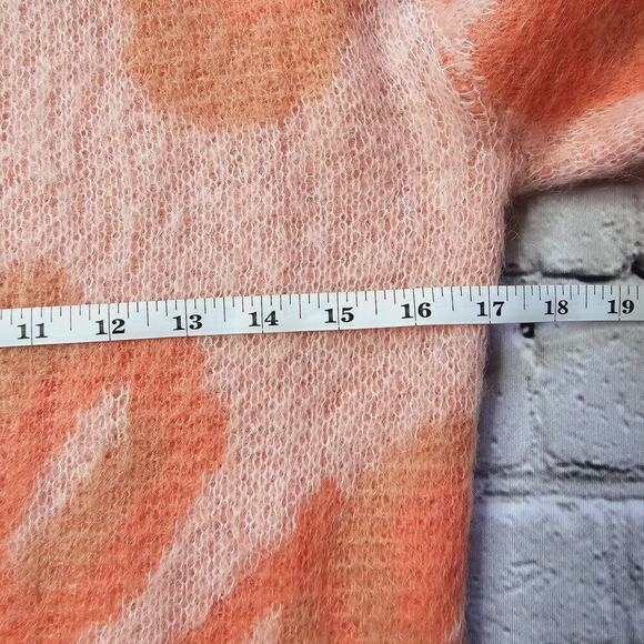 Bianco Blu Italy Mohair Blend Pink Coral Crew Neck Fuzzy Sweater Size Small - Picture 7 of 9